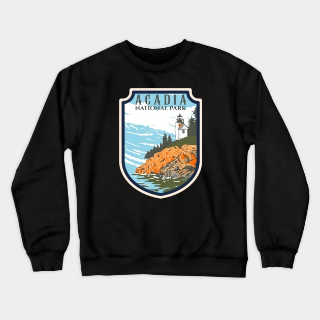 Acadia National Park Emblem Crewneck Sweatshirt by CardboardCotton